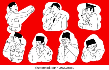 Vector illustration, Indonesian independence day, 1 set of Indonesian heroes, Happy Indonesian national heroes day. vector illustration for greeting cards, posters and banners, red and white.