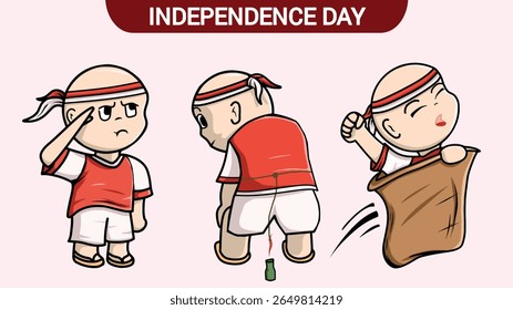 vector illustration of indonesian independence day celebration. Indonesia Independence Day Concept Illustration. Character Daily Activity August 17th competition