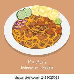 Vector illustration of Indonesian noodles Mie Aceh