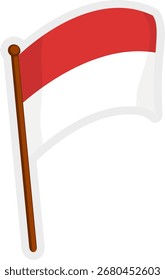 ilustração vetorial da bandeira vermelha e branca da Indonésia com um polo