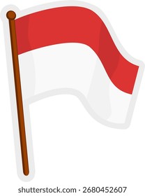 ilustração vetorial da bandeira vermelha e branca da Indonésia com um polo
