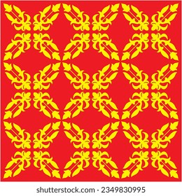 Vector illustration of Indonesian Riau Malay Pattern, namely "Basic pattern (kuntum bersanding), and variations (kuntum berlenggek)", suitable for batik motifs, Malay songket fabrics, clothing motifs