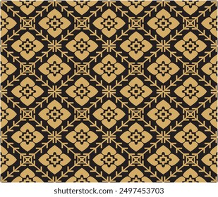 Vector illustration of Indonesian Riau Malay songket woven fabric motif. Suitable for fabric motifs, batik, backgrounds, decorations, etc.