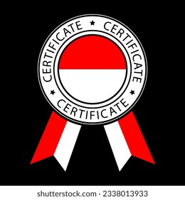 Vector illustration of Indonesian ribbon certificate on black background.