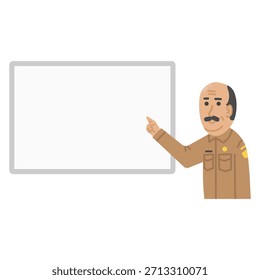 Ilustração vetorial de um professor indonésio ensinando com quadro branco