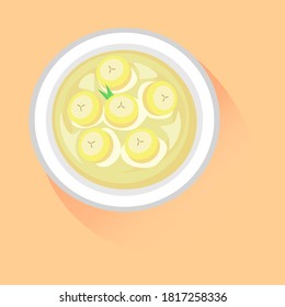Vector illustration of Indonesian traditional dessert. Kolak pisang