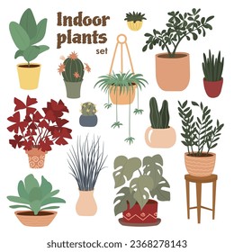 Vector illustration with indoor plants set