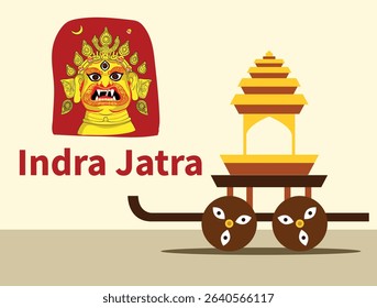 Vector illustration of indra jatra festival celebrated in sikkim with mask of seto bhairab and rath.