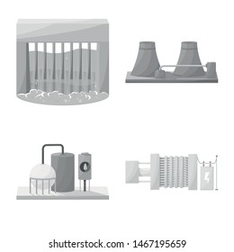 Vector illustration of industrial and ecological sign. Collection of industrial and environment vector icon for stock.