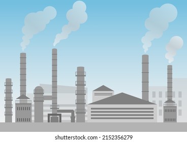 Vector Illustration of industrial factory or industrial power plants with smoke. Air pollution from industrial factory .
