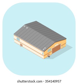 A Vector Illustration Of An Industrial Factory Or Warehouse.
Isometric Warehouse Building Icon Illustration.
Industrial Production Manufacturing Facility.