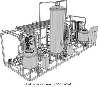vector illustration of industrial machine design Pasteurizer for large scale factory