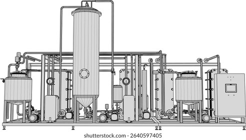 vector illustration of industrial machine design Pasteurizer for large scale factory