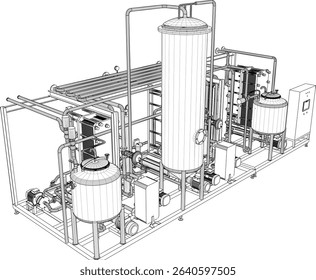 vector illustration of industrial machine design Pasteurizer for large scale factory