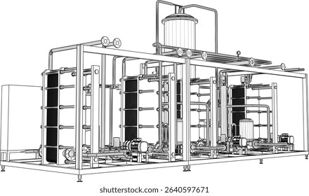 vector illustration of industrial machine design Pasteurizer for large scale factory 