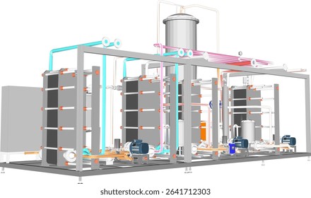 vector illustration of industrial machine design Pasteurizer for large scale factor
