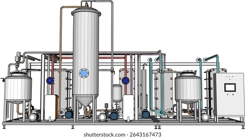 vector illustration of industrial machine design Pasteurizer for large scale factory 