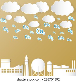 Vector illustration Industrial Pollution Global warming