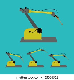 Vector illustration. Industrial robot. Robot manipulator.Stil flat.