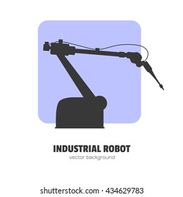 Vector illustration. Industrial robot. Robot manipulyator.Stil flat.