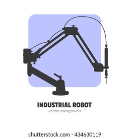 Vector illustration. Industrial robot. Robot manipulyator.Stil flat.