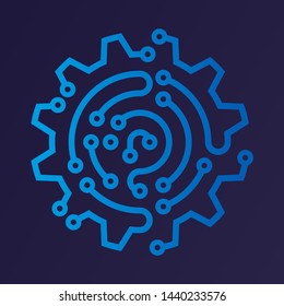 Vector illustration. Industry 4.0 icon in blue tones. Isolated and geometric.