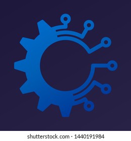 Vector illustration of industry 4.0 metaphor. Digital gear transforming industry.