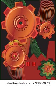 Vector illustration of industry on a black background