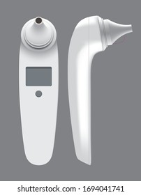 A vector illustration of an infant ear infrared thermometer on an isolated white background