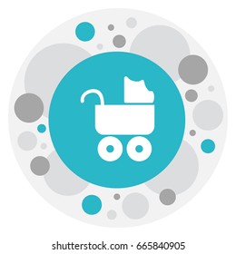 Vector Illustration Of Infant Symbol On Carriage Icon. Premium Quality Isolated Preambulator Element In Trendy Flat Style.