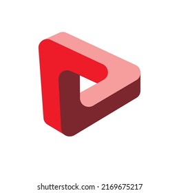 Ilustración vectorial del triángulo infinito, botón rojo encender vídeo y reproducir