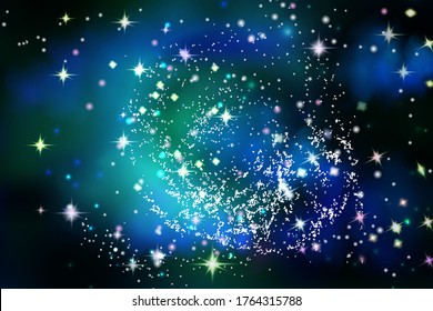 Vector illustration of the infinite universe and Milky Way. Abstract barred spiral,Space exploring,sparkling dust.Space dark concept.