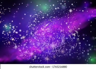 Vector illustration of the infinite universe and Milky Way. Abstract barred spiral,Space exploring,sparkling dust.Space dark concept.
