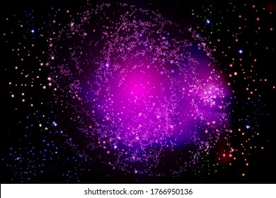 Vector illustration of the infinite universe and Milky Way. Abstract barred spiral,Space exploring,sparkling dust.Space dark concept.