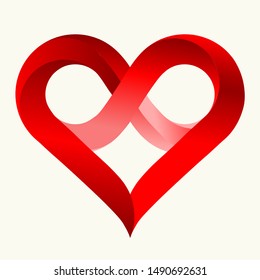 Vector illustration. Infinity love heart in flat style with shadows. Isolated on white.