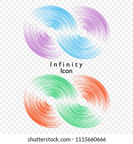 Vector illustration of infinity on transparent background. Template for logo, symbol, emblem. Design element for poster, cover, business card, invitation, card or web.