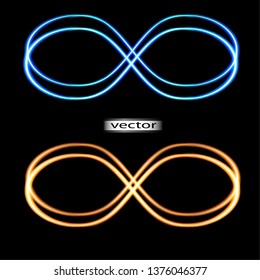 Ilustración vectorial del signo infinito brillante símbolo de eternidad de neón