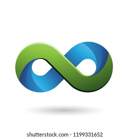 Vector Illustration of Infinity Symbol with Blue and Green Color Tints isolated on a White Background