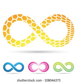 Vector illustration of Infinity Symbols with Honeycomb pattern