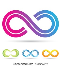 Vector illustration of infinity symbols in retro style