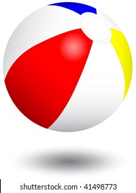 Vector illustration of an inflatable beach ball. All objects and details are isolated. Colors and white background color are easy to adjust/customize. Shadow effect is optional.