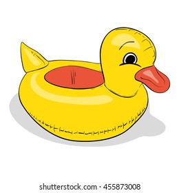 Vector illustration inflatable duck. Children's toys and safety at sea