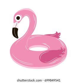 Vector illustration with inflatable flamingo 
