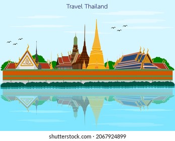 A vector illustration of Info graphic elements for traveling to Thailand.
