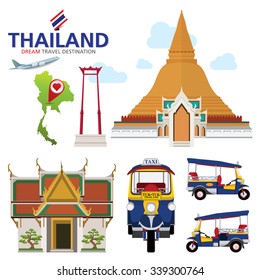 A vector illustration of Info graphic elements for traveling to Thailand, concept Travel to Thailand. Info graphic Element / icon / Symbol , Vector Design