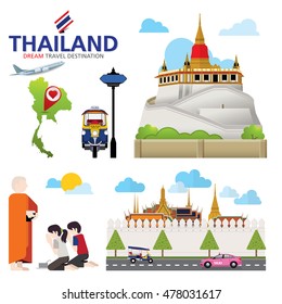 A vector illustration of Info graphic elements for traveling to Thailand, concept Travel to Thailand. Info graphic Element / icon / Symbol , Vector Design