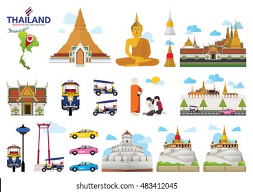 A vector illustration of Info graphic elements for traveling to Thailand, concept Travel to Thailand. Info graphic Element / icon / Symbol , Vector Design