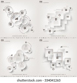 Vector illustration. Infograaphics set. Diagram or chart template with steps. Business information and data visualization process. Graph.