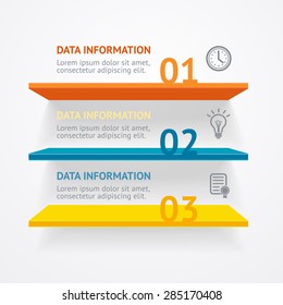 Vector illustration. Infografic colorful shelves options banner.