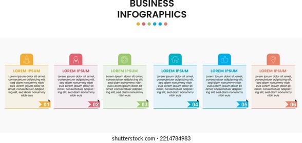 Vector illustration. Vector Infographic design with icons and 6 options or steps. workflow layout, process diagram, flow chart, and info graph. Vector infographic label template with icons.